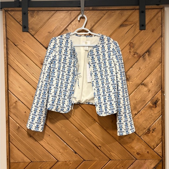 NWT House of Harlow 1960 Blue and White Bomber Quilted Jacket Small - Picture 1 of 8